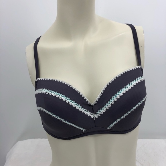 Shade & Shore Women's 34D Gray and Turquoise Top - Picture 15 of 16